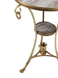 A Pair of Neoclassical Style Gilt Bronze and Marble Guéridons
