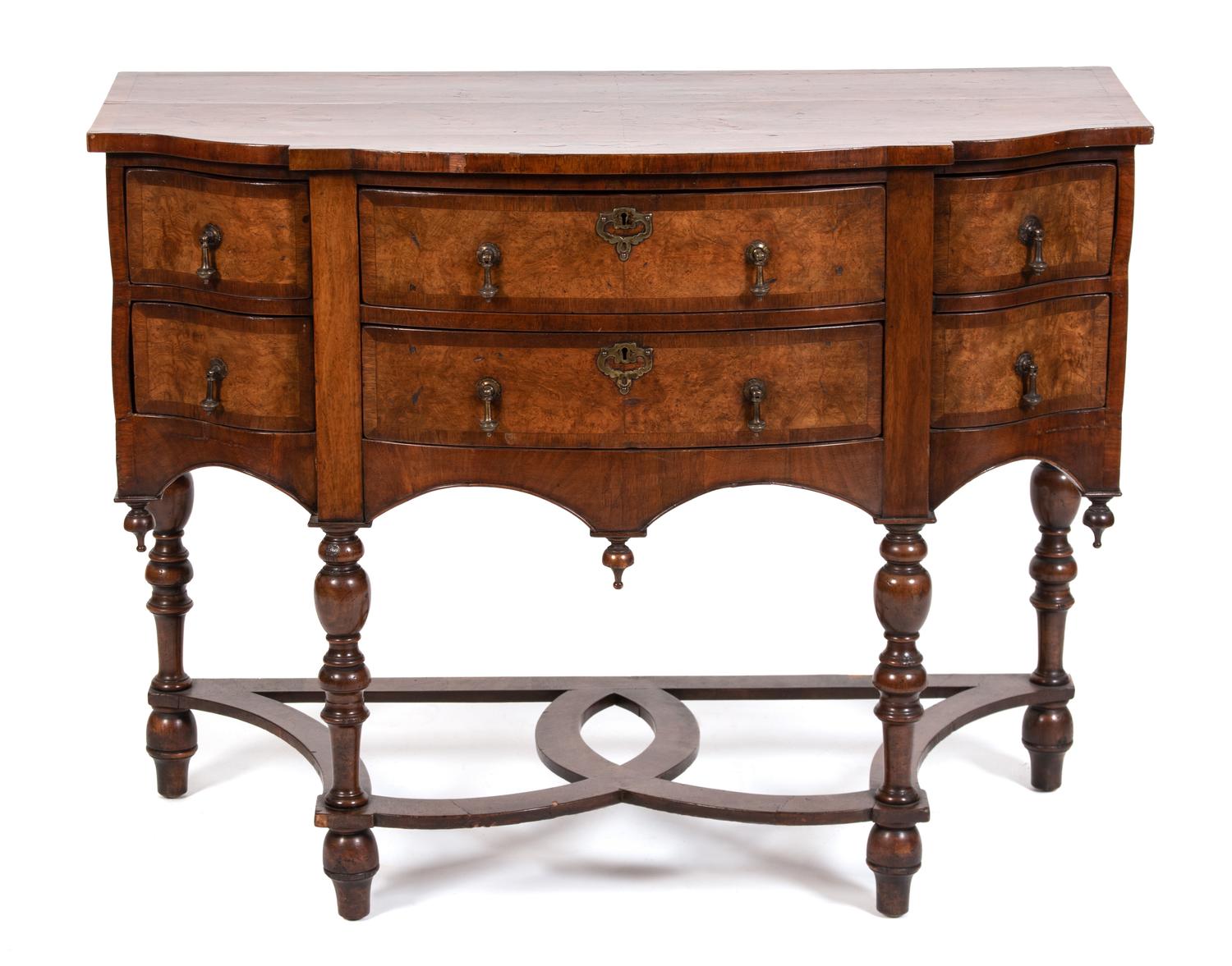 A Continental Inlaid Burlwood Side Cabinet Height 30 x width 39 x depth 17 3/4 inches. — 19TH CENTURY