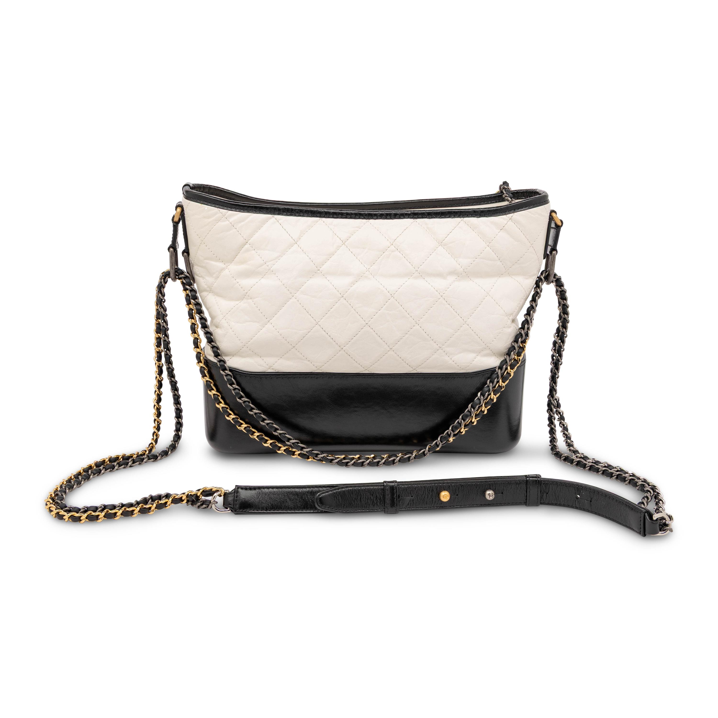Chanel, Medium Gabrielle Bag in Black & White Leather