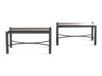 A Pair of Modern Patinated Bronze Smoky Glass-Top Low Tables