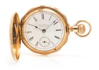 A 14 Karat Yellow Gold Hunter Case Pocket Watch, Theo Ebeling, Circa 1890,