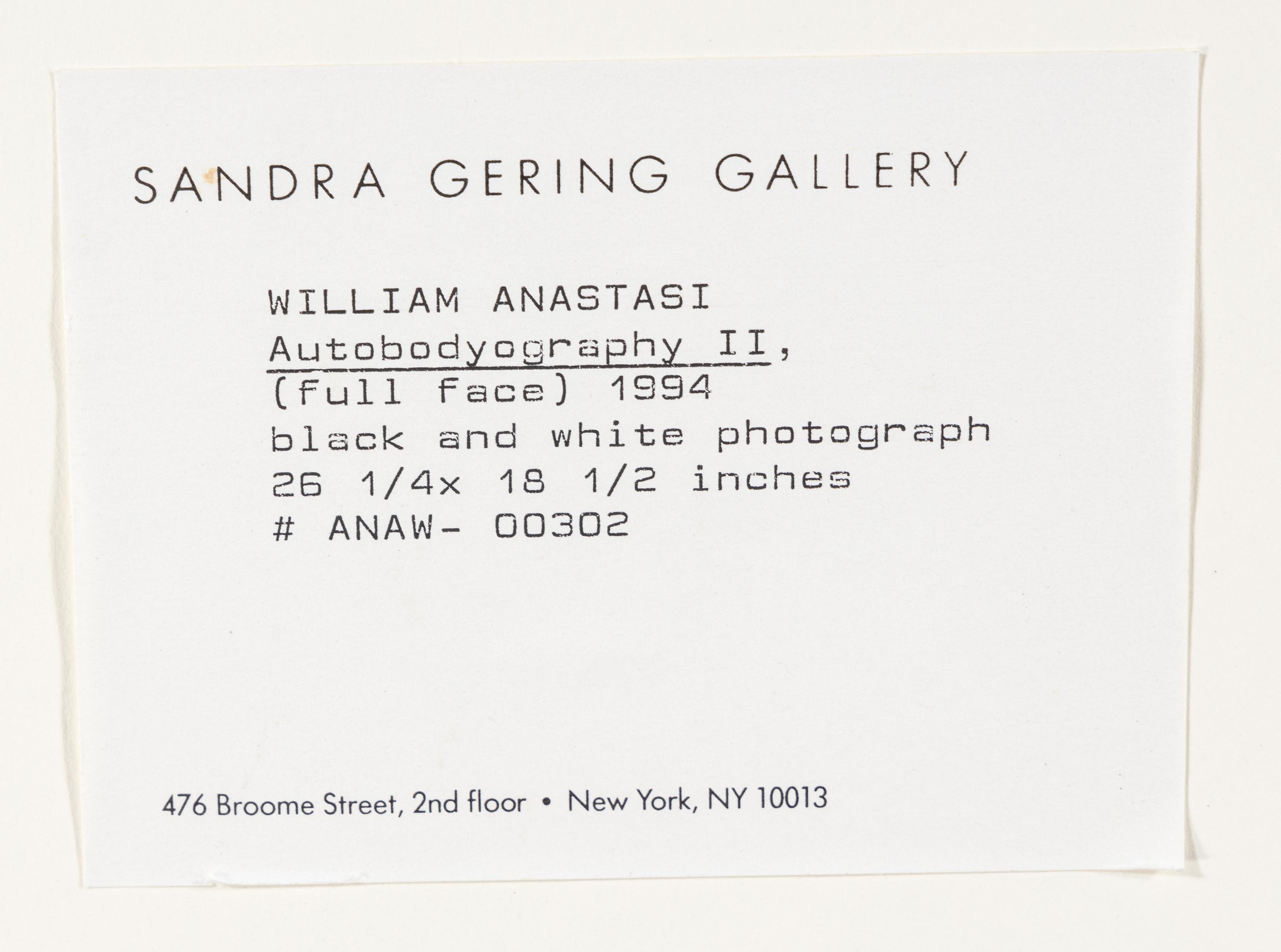 William Anastasi (born 1933) Autobodyography I-III, 1994