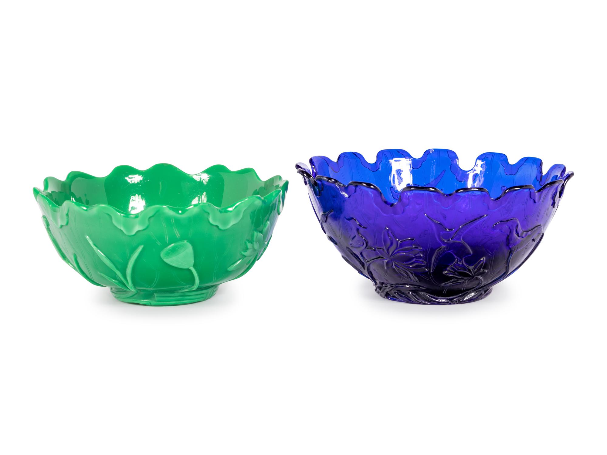 Two Chinese 'Lotus' Glass Bowls