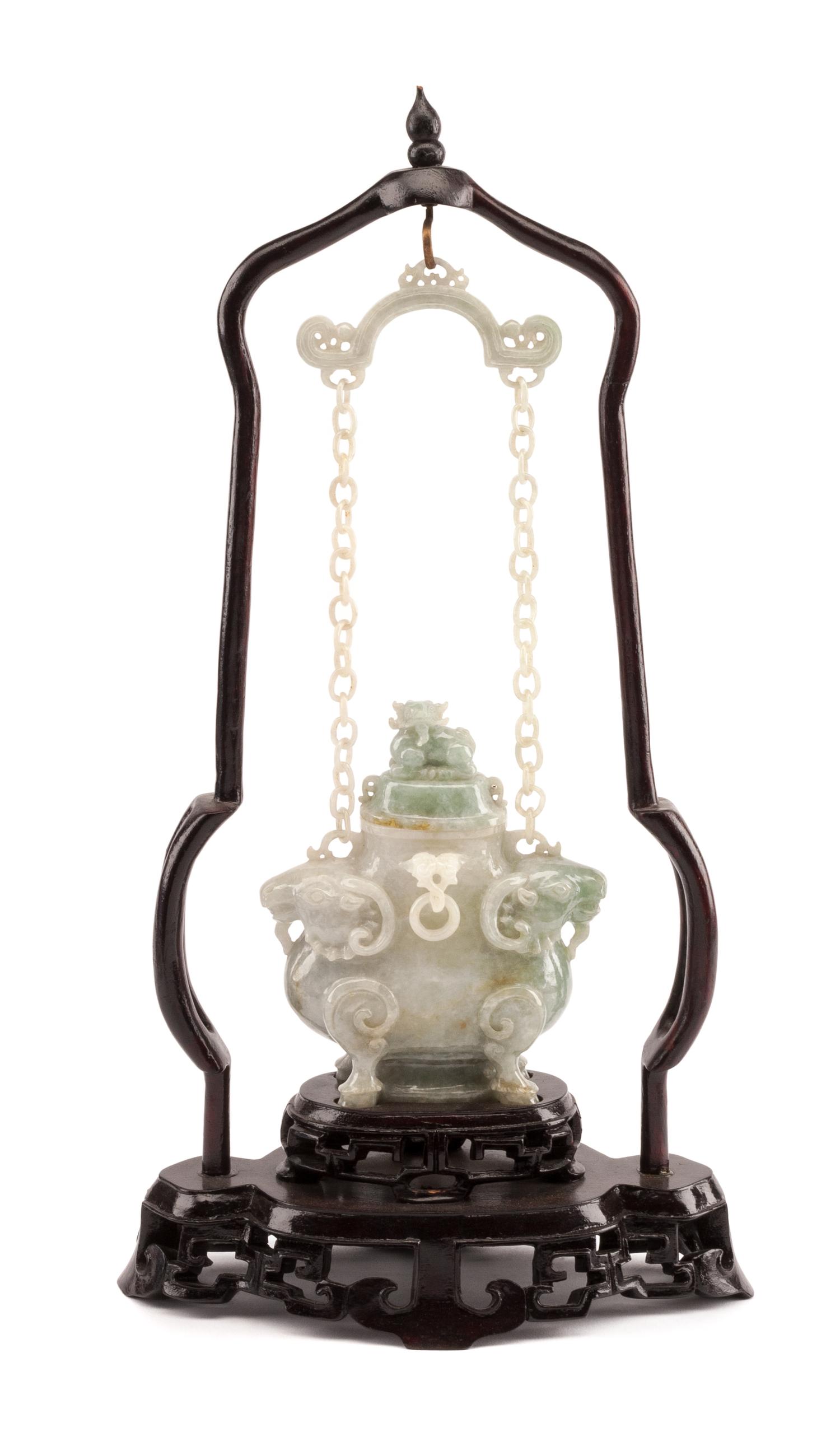 A Chinese Jadeite Censer Height 11 inches.