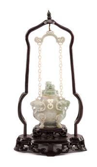 A Chinese Jadeite Censer Height 11 inches.