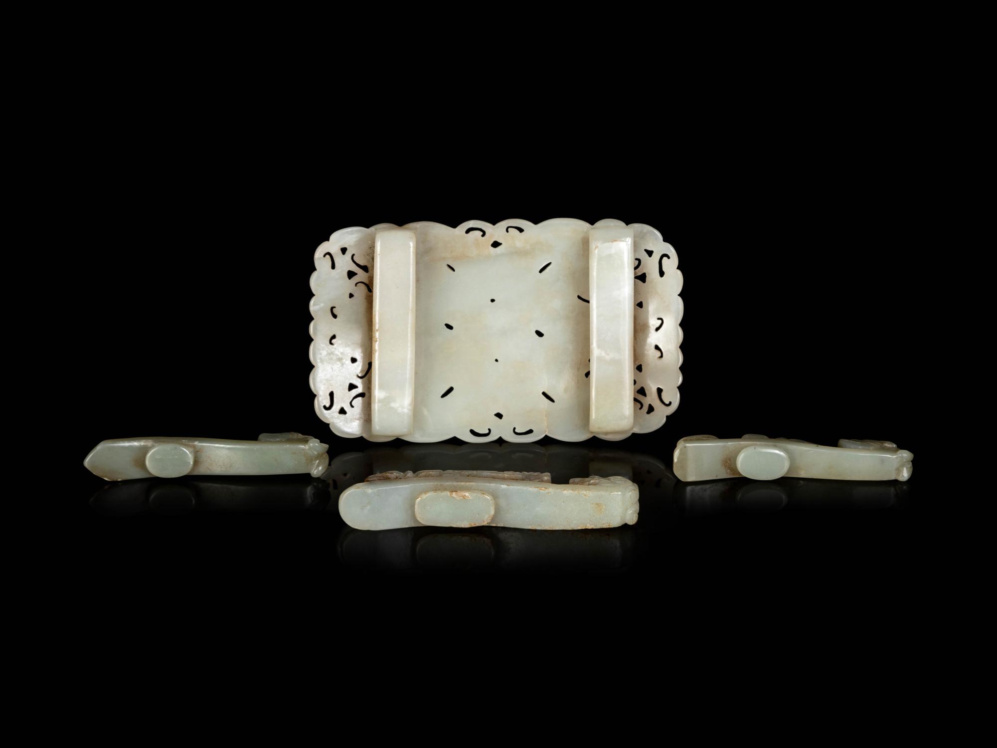 Four Chinese Jade Belt Ornaments