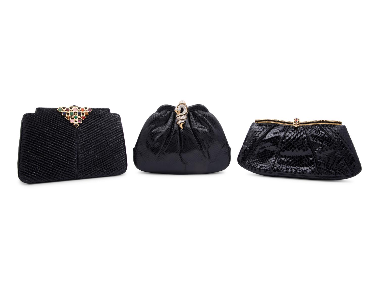 Three Judith Leiber Exotic Skin Clutches