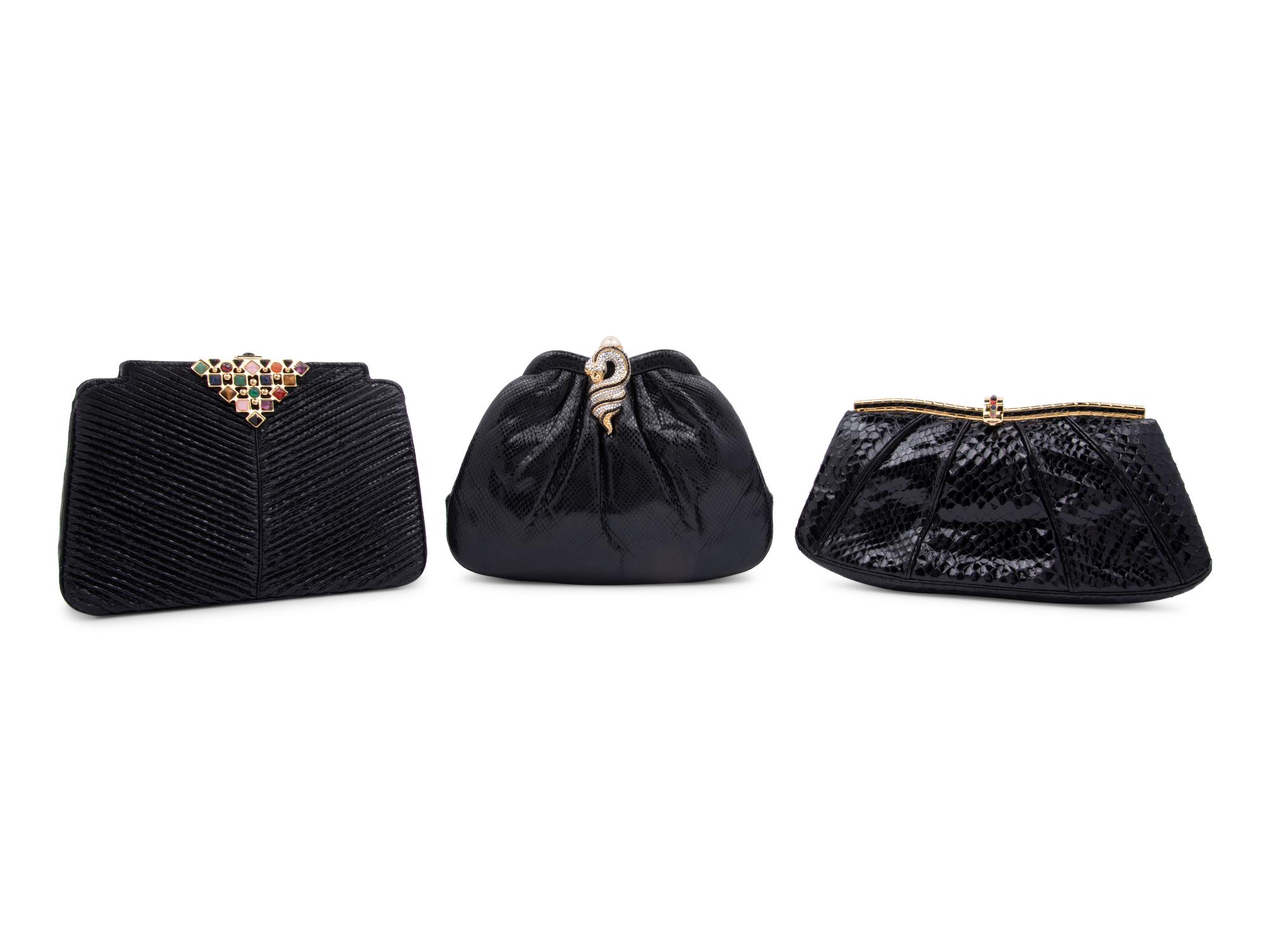 Three Judith Leiber Exotic Skin Clutches