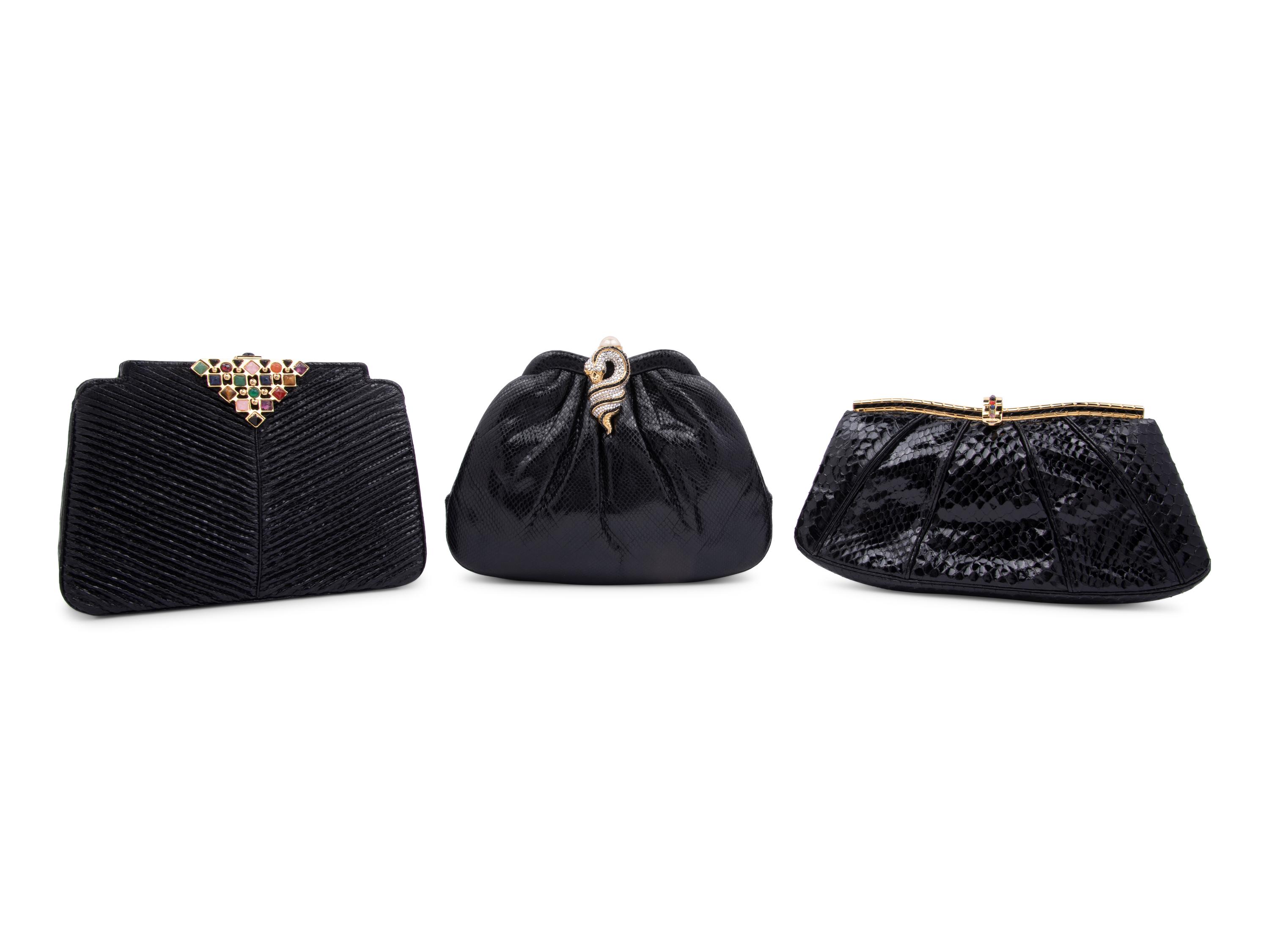 Three Judith Leiber Exotic Skin Clutches