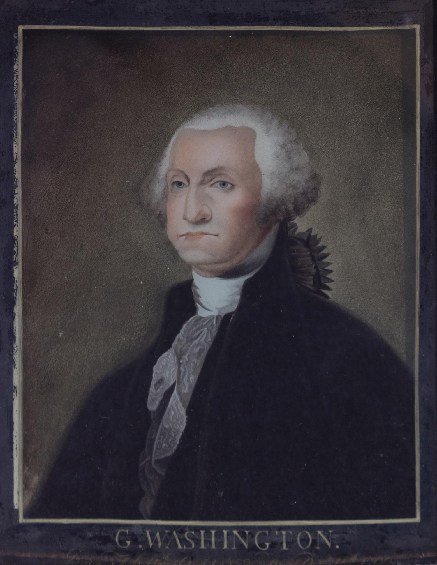 A Chinese Export Reverse Glass Portrait Painting Depicting George Washington — 19TH CENTURY