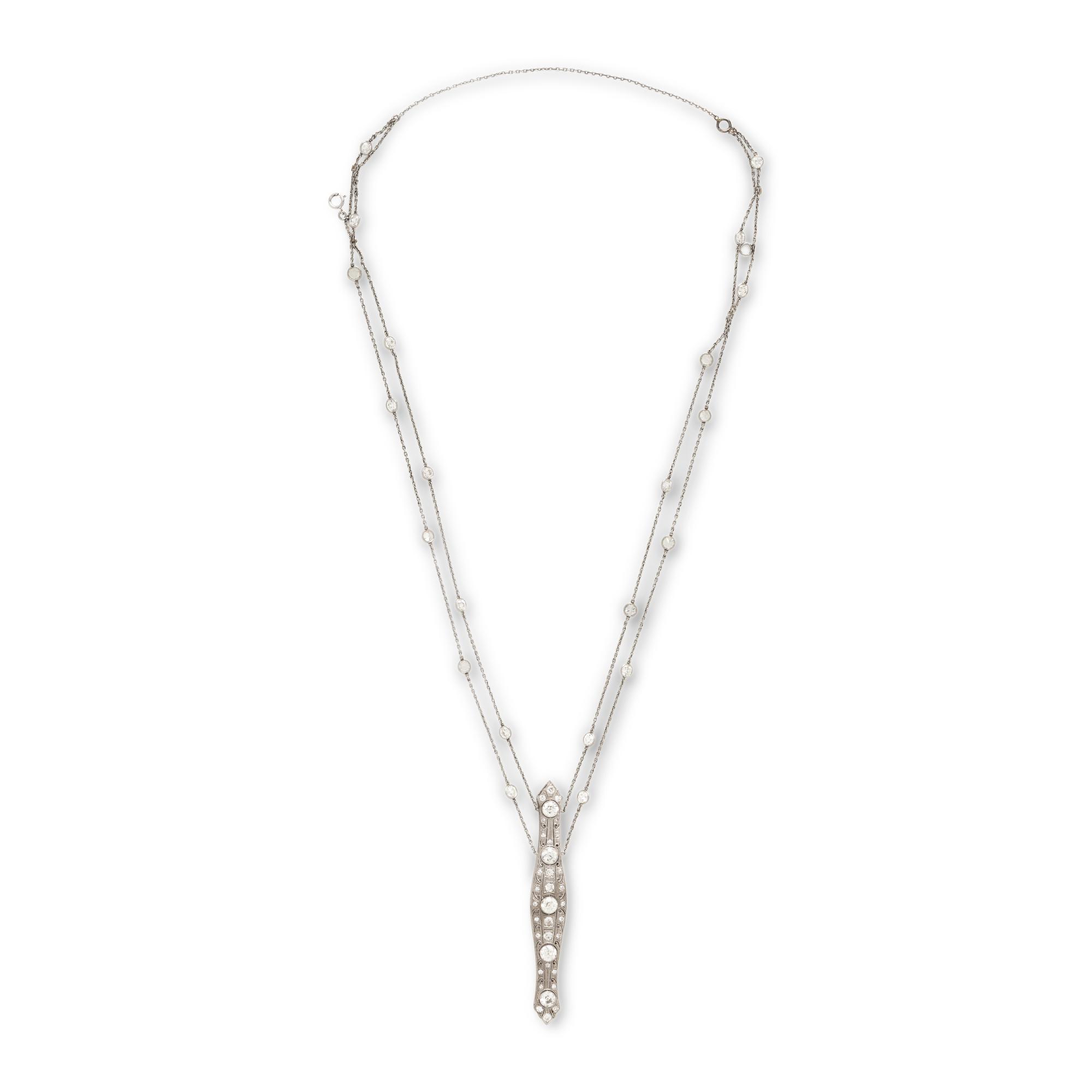 Diamond, Platinum, and White Gold Necklace