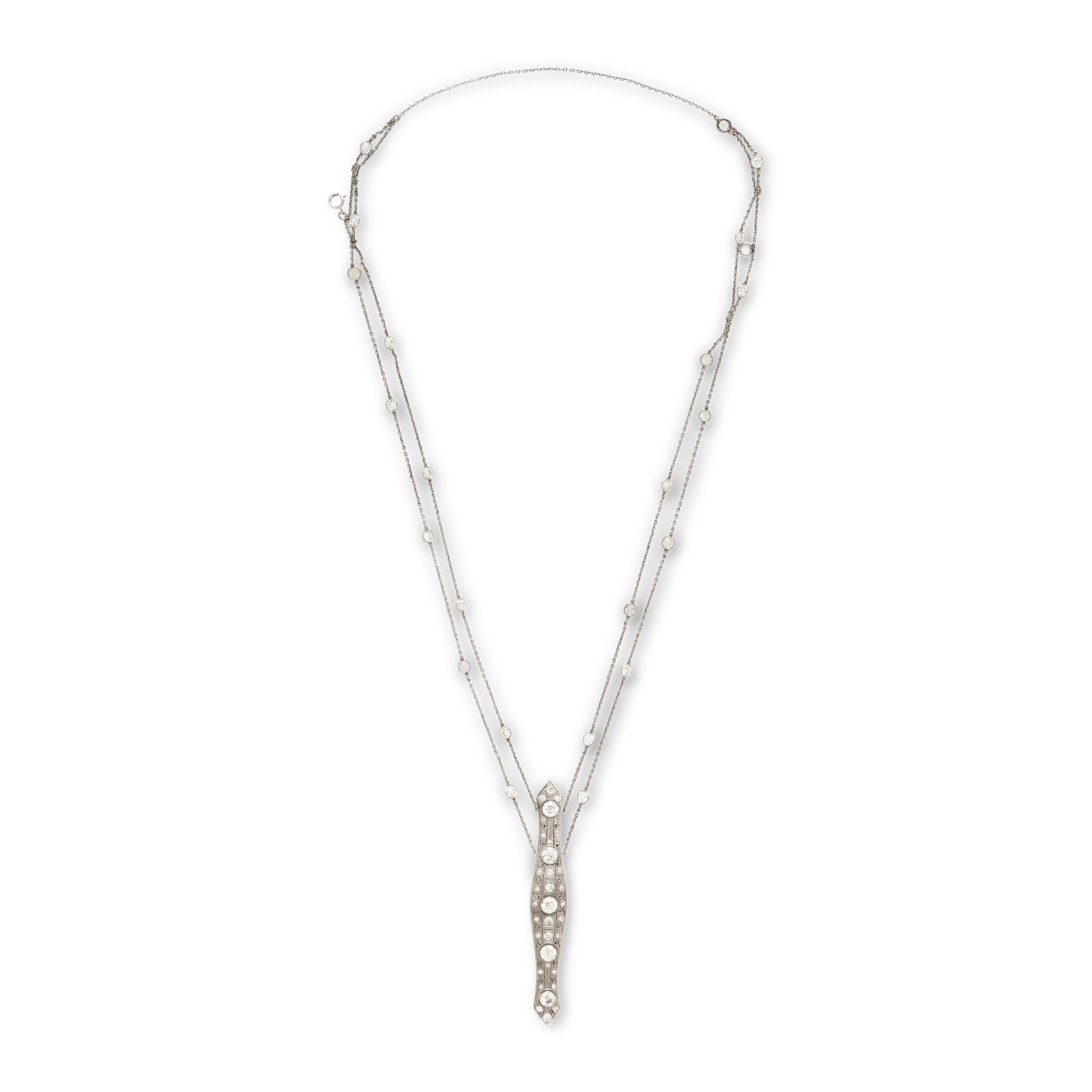 Diamond, Platinum, and White Gold Necklace