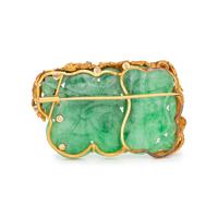 JADE AND DIAMOND BROOCH