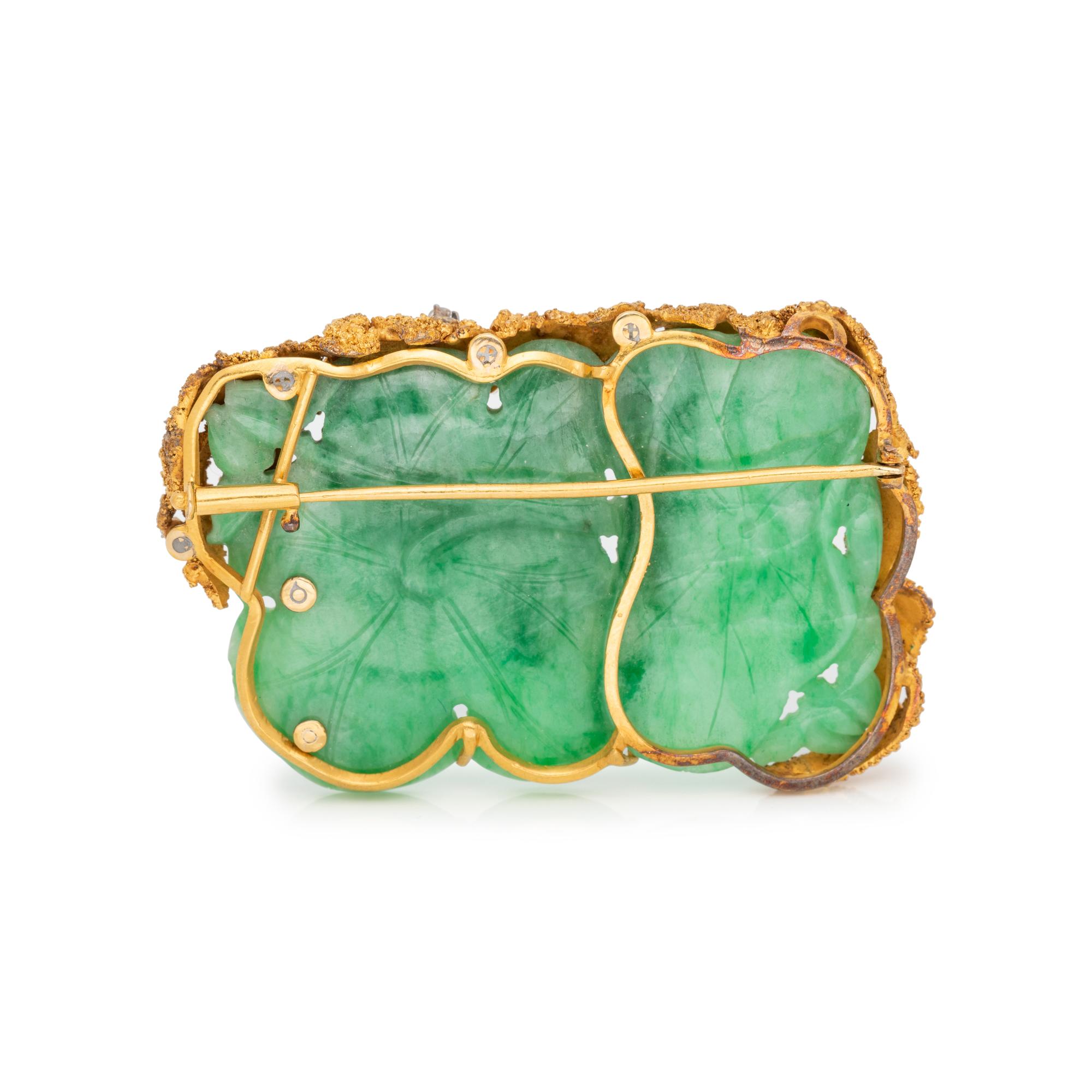 JADE AND DIAMOND BROOCH