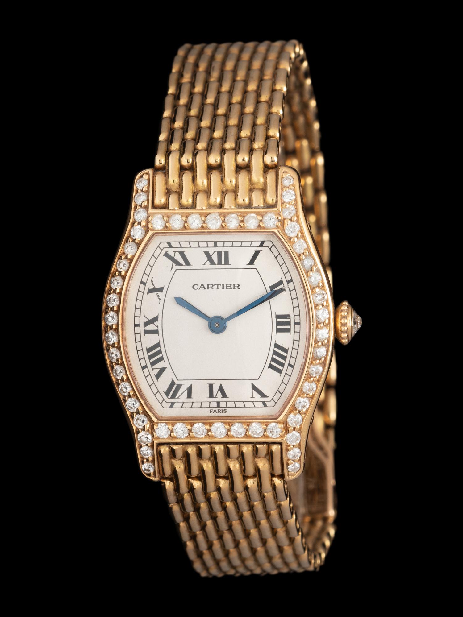 CARTIER, 18K YELLOW GOLD AND DIAMOND 'TORTUE' WATCH