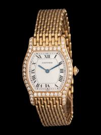 CARTIER, 18K YELLOW GOLD AND DIAMOND 'TORTUE' WATCH