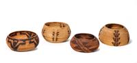 Four California Mission Baskets Height of largest 5 3/4 x diameter 9 inches