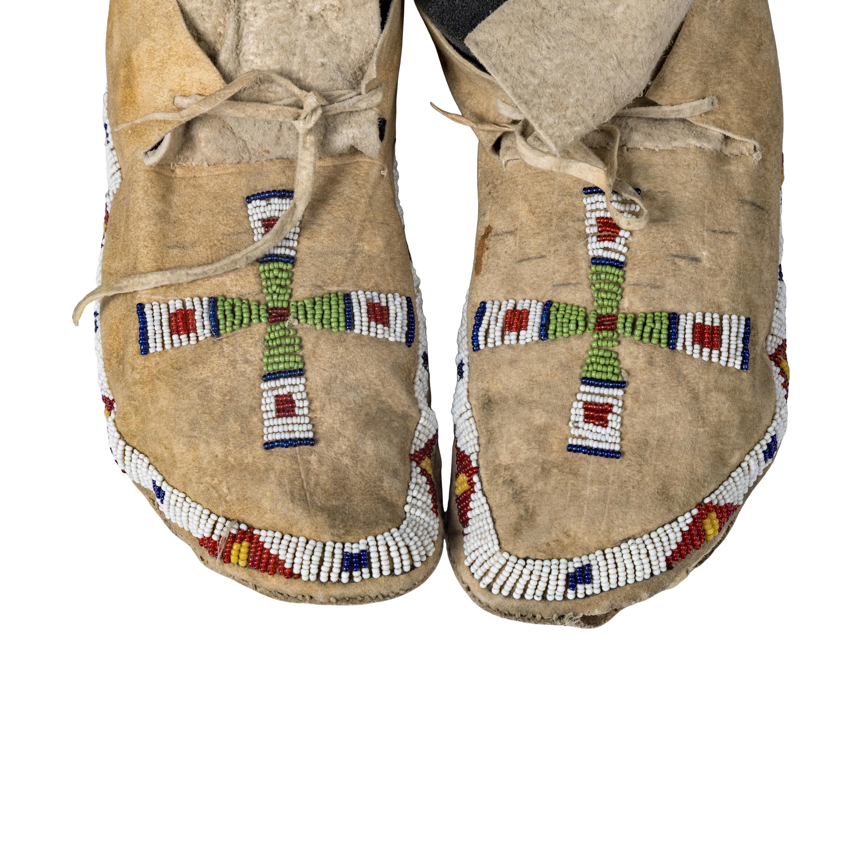 Cheyenne Beaded Hide Moccasins