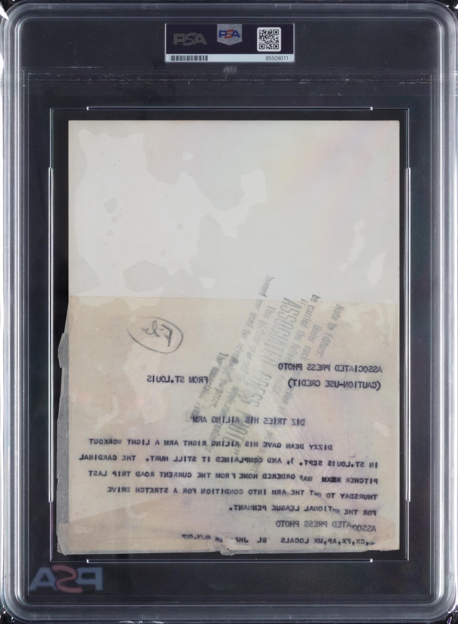 An Original 1937 Dizzy Dean Associated Press News Type 1 Photograph