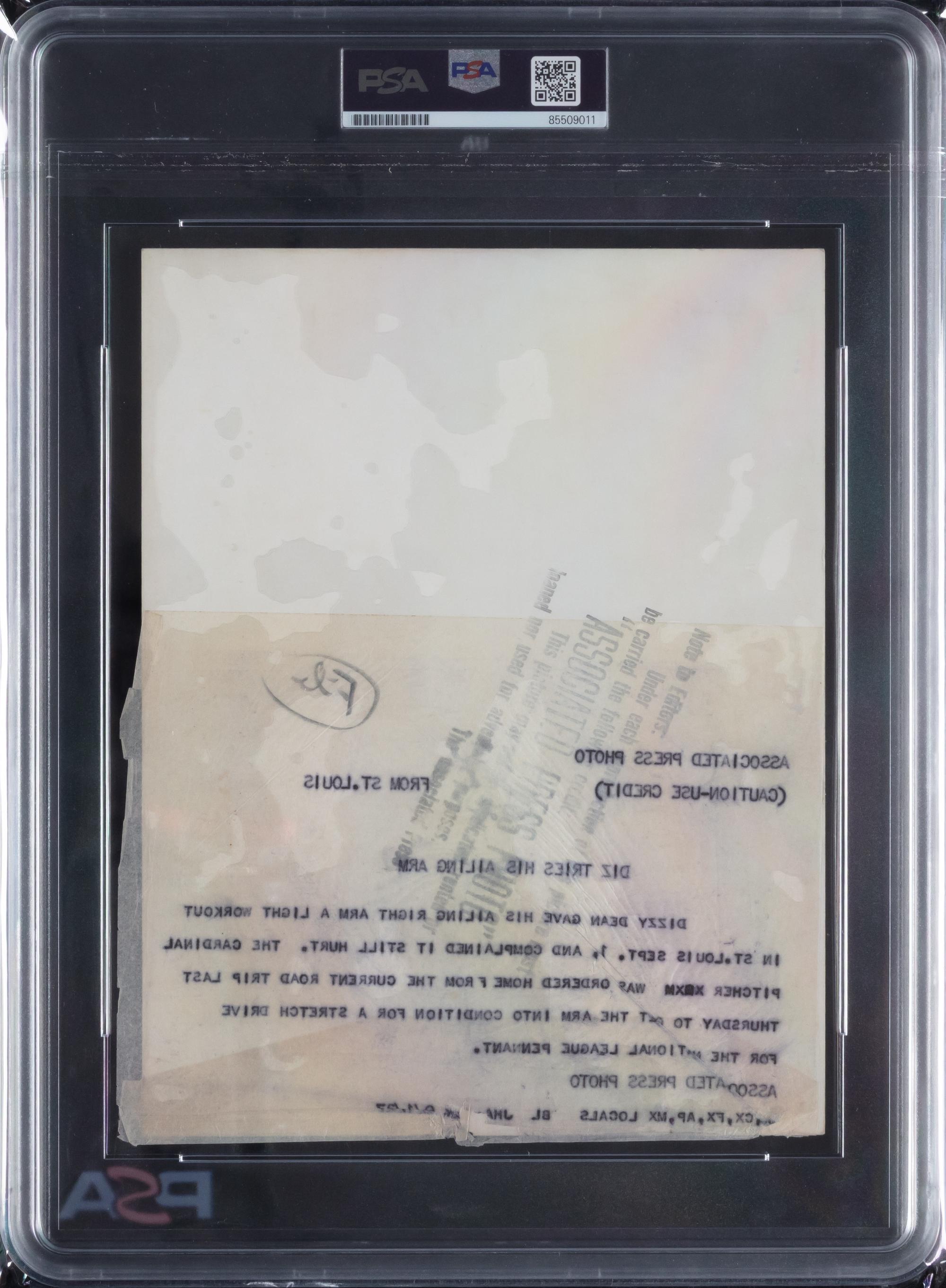An Original 1937 Dizzy Dean Associated Press News Type 1 Photograph