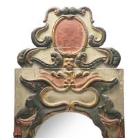 A Pair of Baroque Painted and Parcel-Gilt Looking Glasses