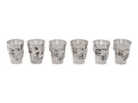 A Set of Six Small Chinese Export Silver Cups