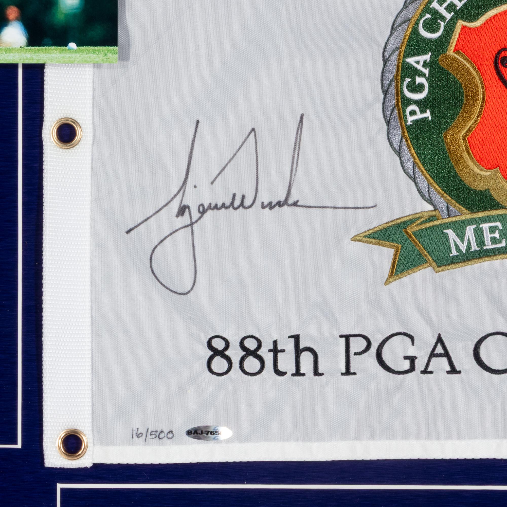 A Tiger Woods Signed Autograph 2006 PGA Championship Flag Display (Upper Deck Authenticated)