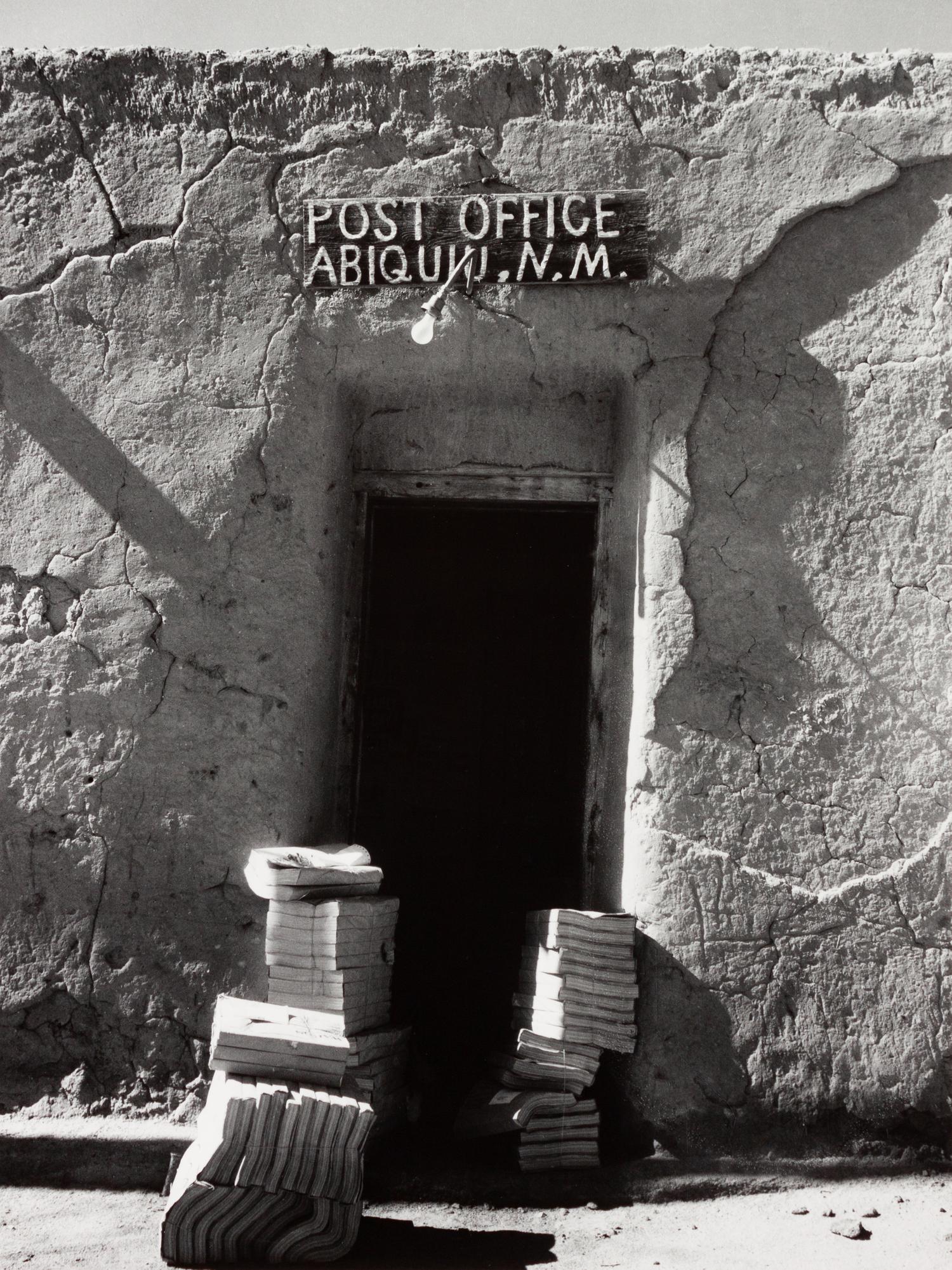 A group of four photographs ( Untitled (exterior wall) , 1960 (printed 1984); Georgia O'Keeffe in Twilight Canyon , 1964 (printed 1984); Untitled (Post Office, Abiquiu, NM), 1960 (printed 1984); O'Keeffe Sketching in Glen Canyon , 1961 (printed 1985)