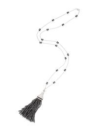 DIAMOND AND BLACK DIAMOND TASSEL NECKLACE