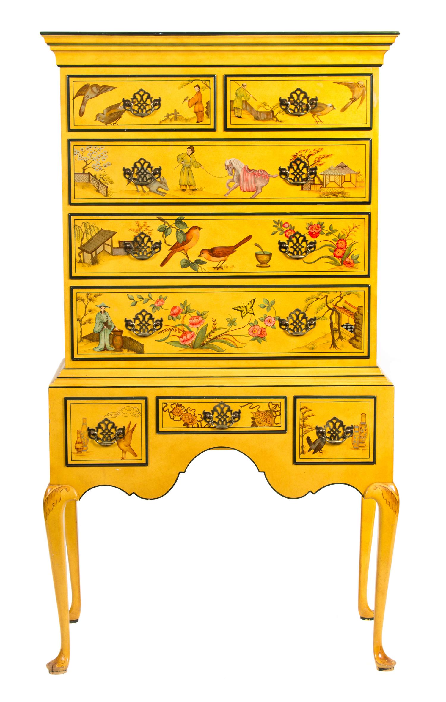 A Georgian Style Polychromed Highboy — 20TH CENTURY