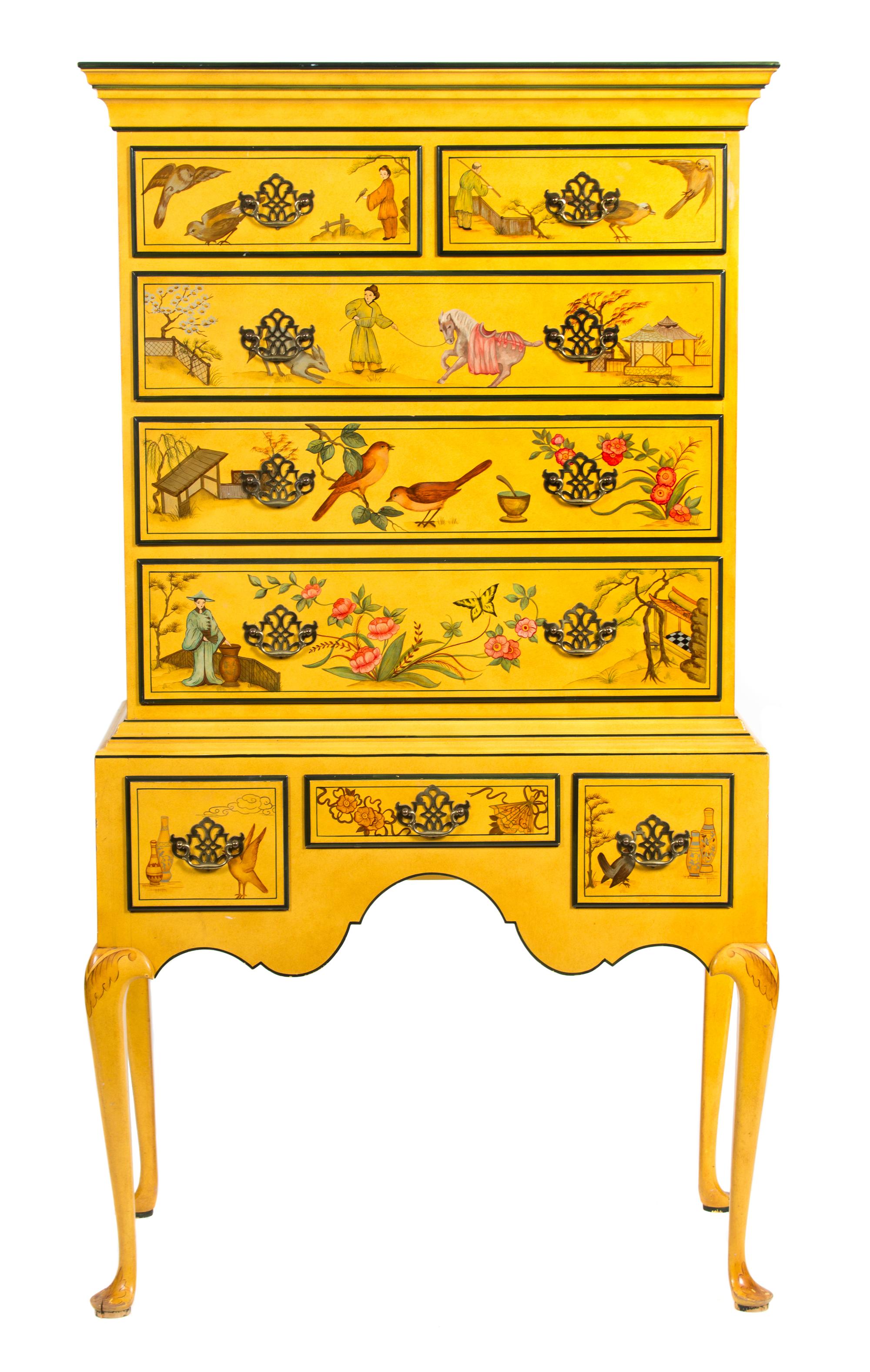 A Georgian Style Polychromed Highboy — 20TH CENTURY
