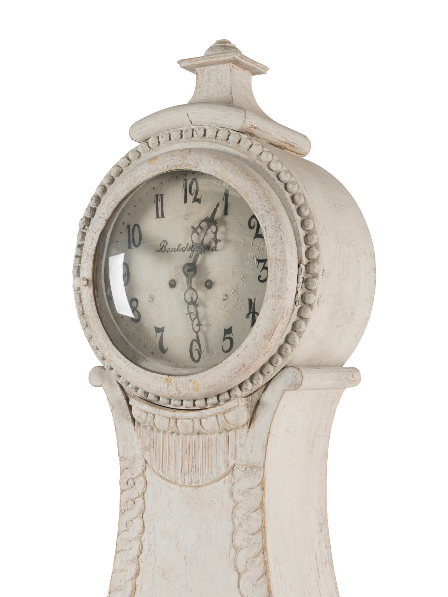 A Swedish Grey-Painted Tall Case Clock
