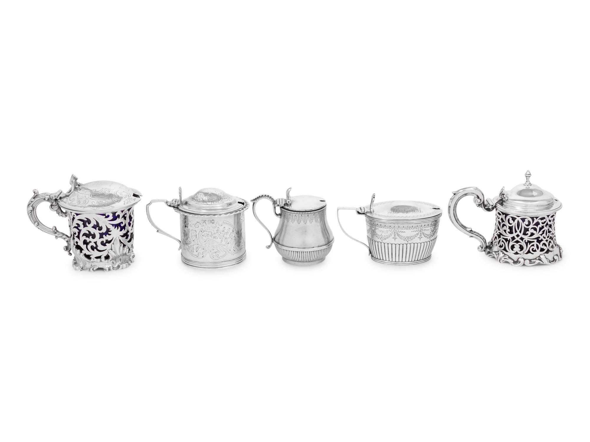 A Group of Silver Mustard Jars