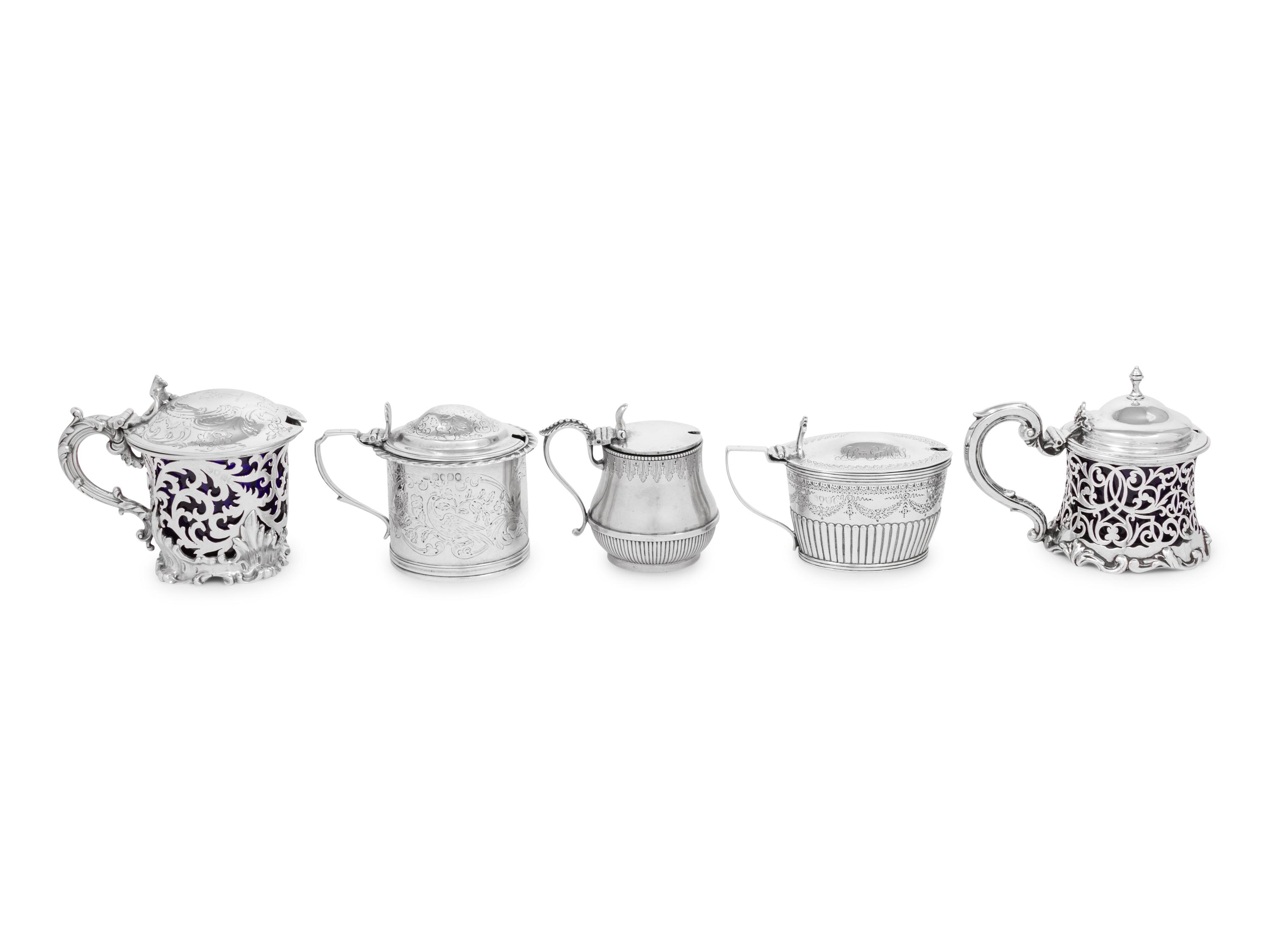 A Group of Silver Mustard Jars