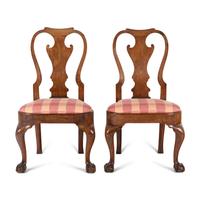 A Pair of George II Walnut Side Chairs