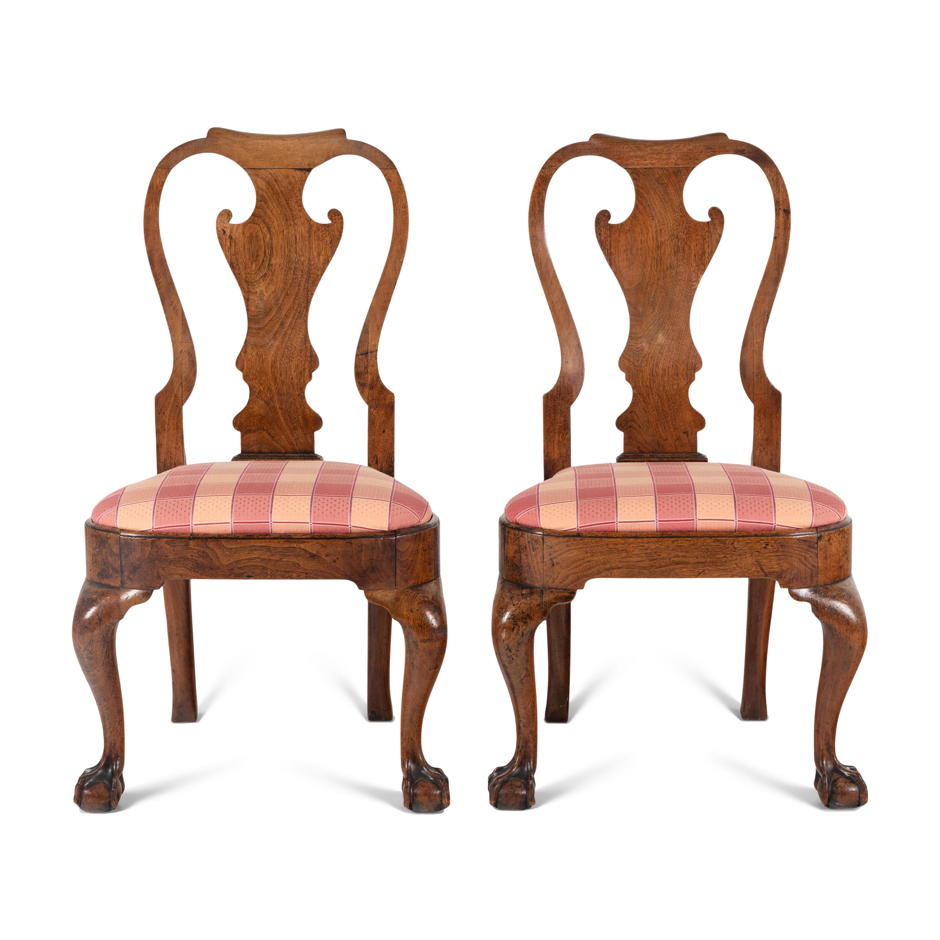 A Pair of George II Walnut Side Chairs