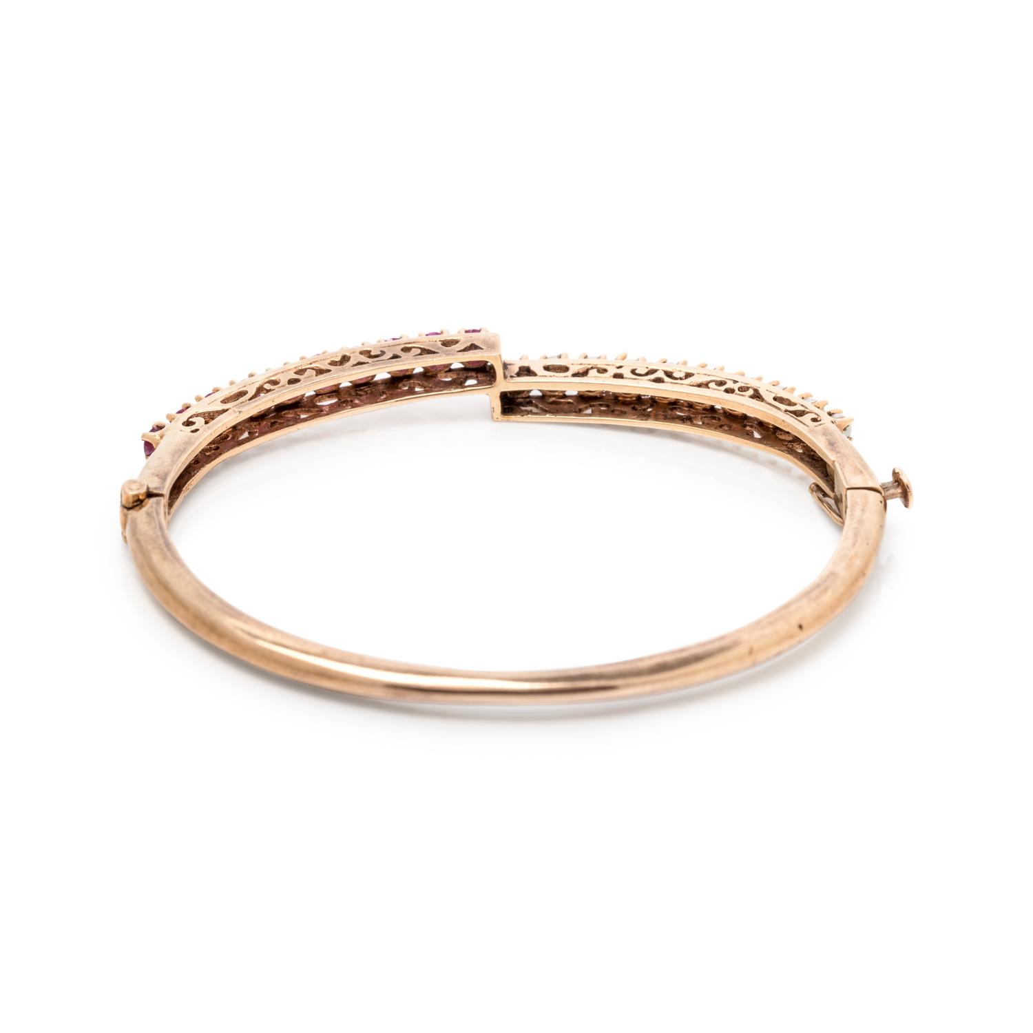 RUBY AND CULTURED PEARL BANGLE BRACELET