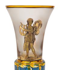 A Continental Polychromed and Gilt Decorated Glass Vase