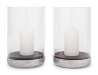 A Pair of Puiforcat Silver-Plate and Rosewood Hurricane Candle Holders