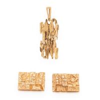FINNISH, COLLECTION OF YELLOW GOLD NUGGET JEWELRY