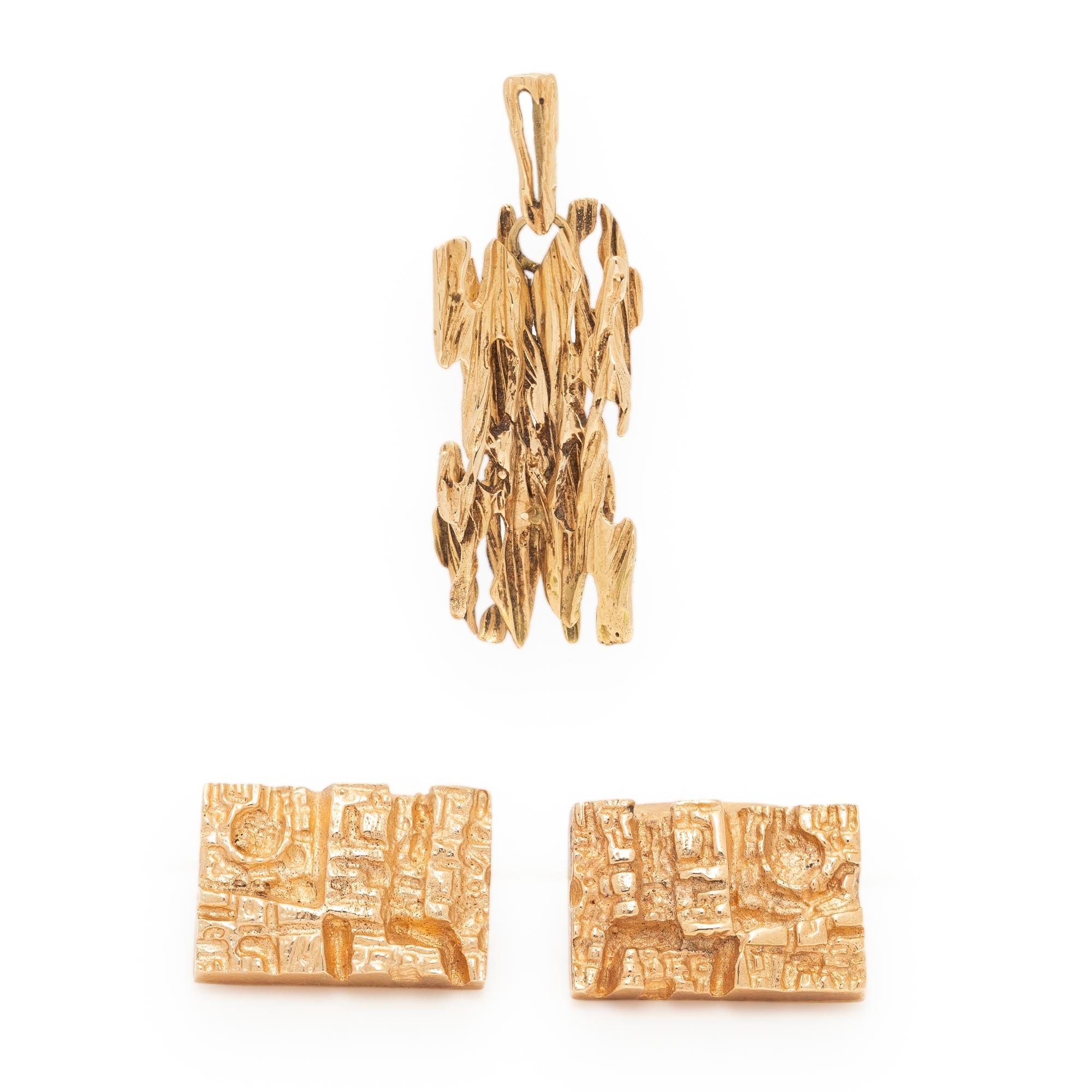 FINNISH, COLLECTION OF YELLOW GOLD NUGGET JEWELRY