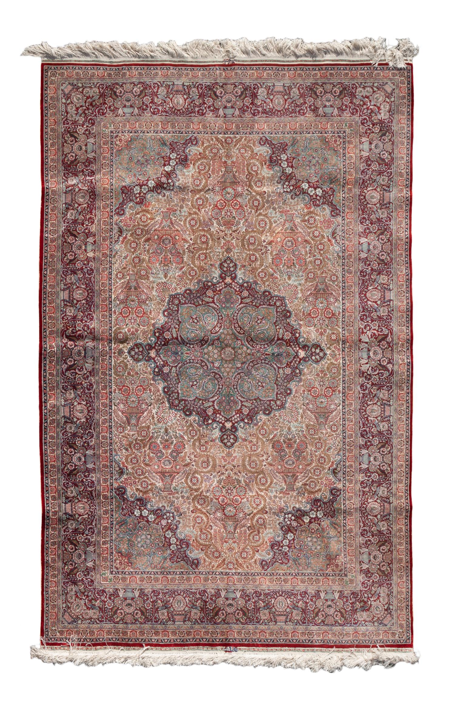 A Kashan Silk Rug 5 feet 1 inch x 8 feet. — 20TH CENTURY