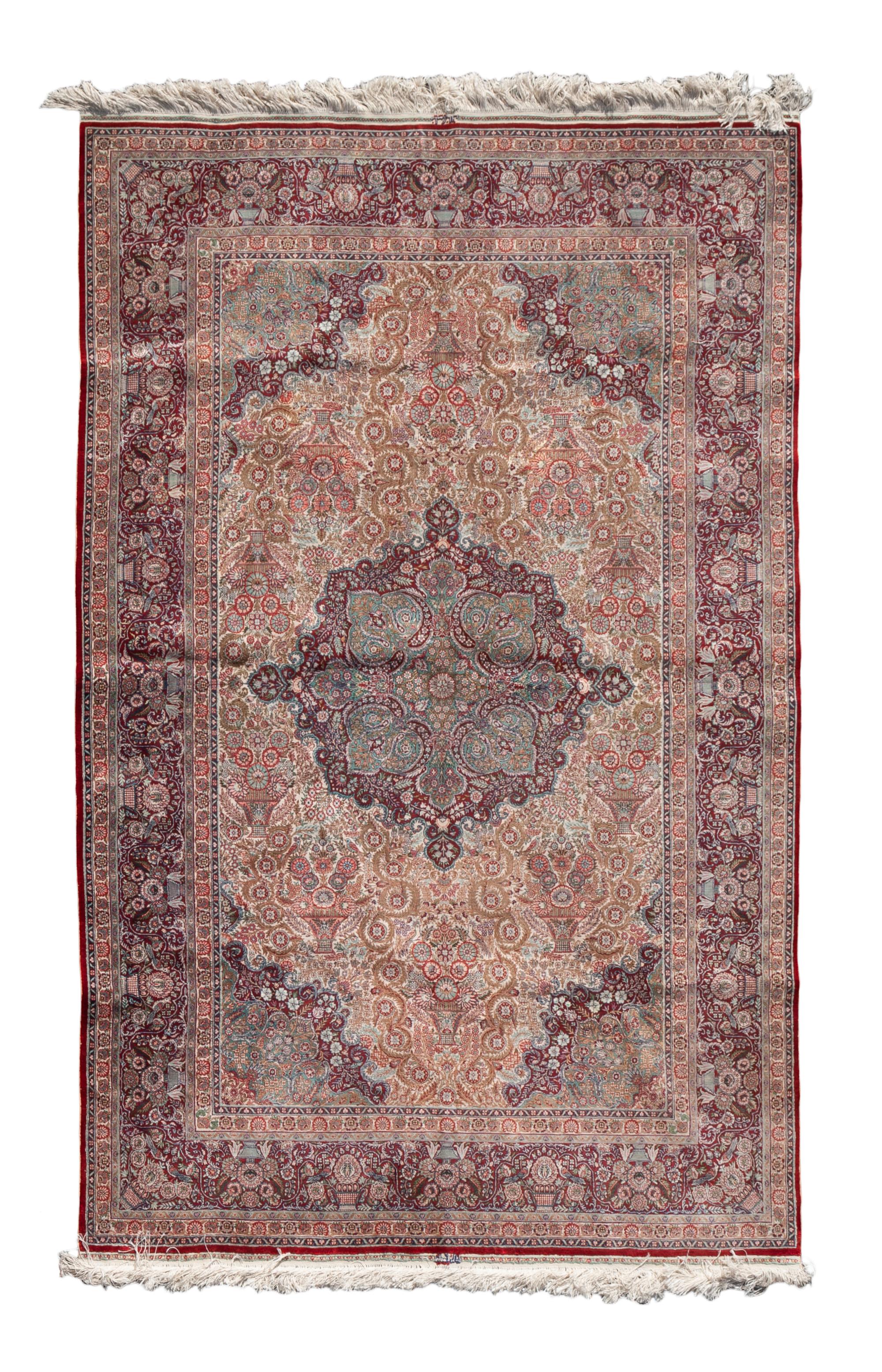A Kashan Silk Rug 5 feet 1 inch x 8 feet. — 20TH CENTURY