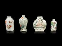 Four Chinese Famille Rose Porcelain Snuff Bottles
