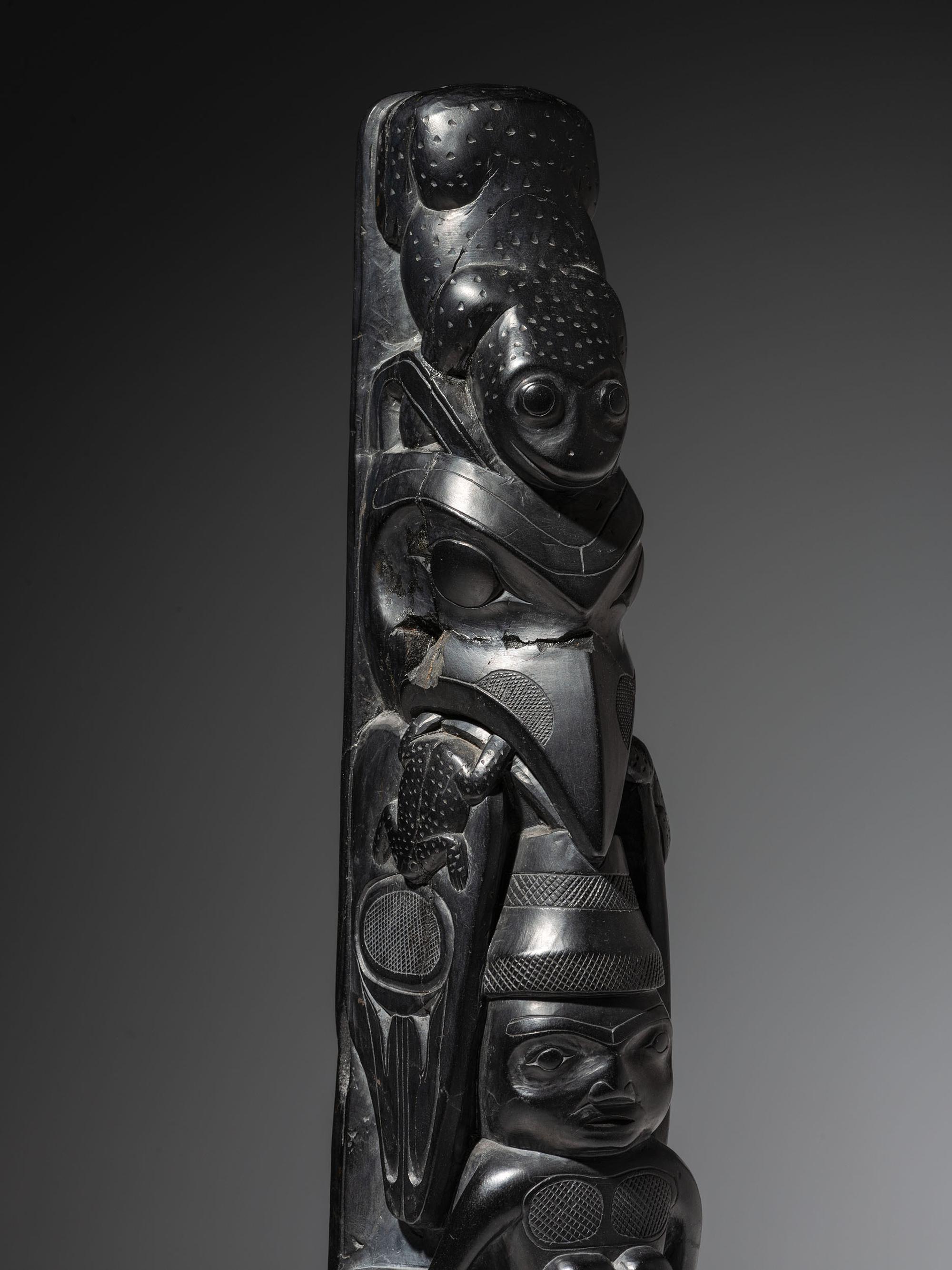 Haida Carved Argillite Model Totem Pole