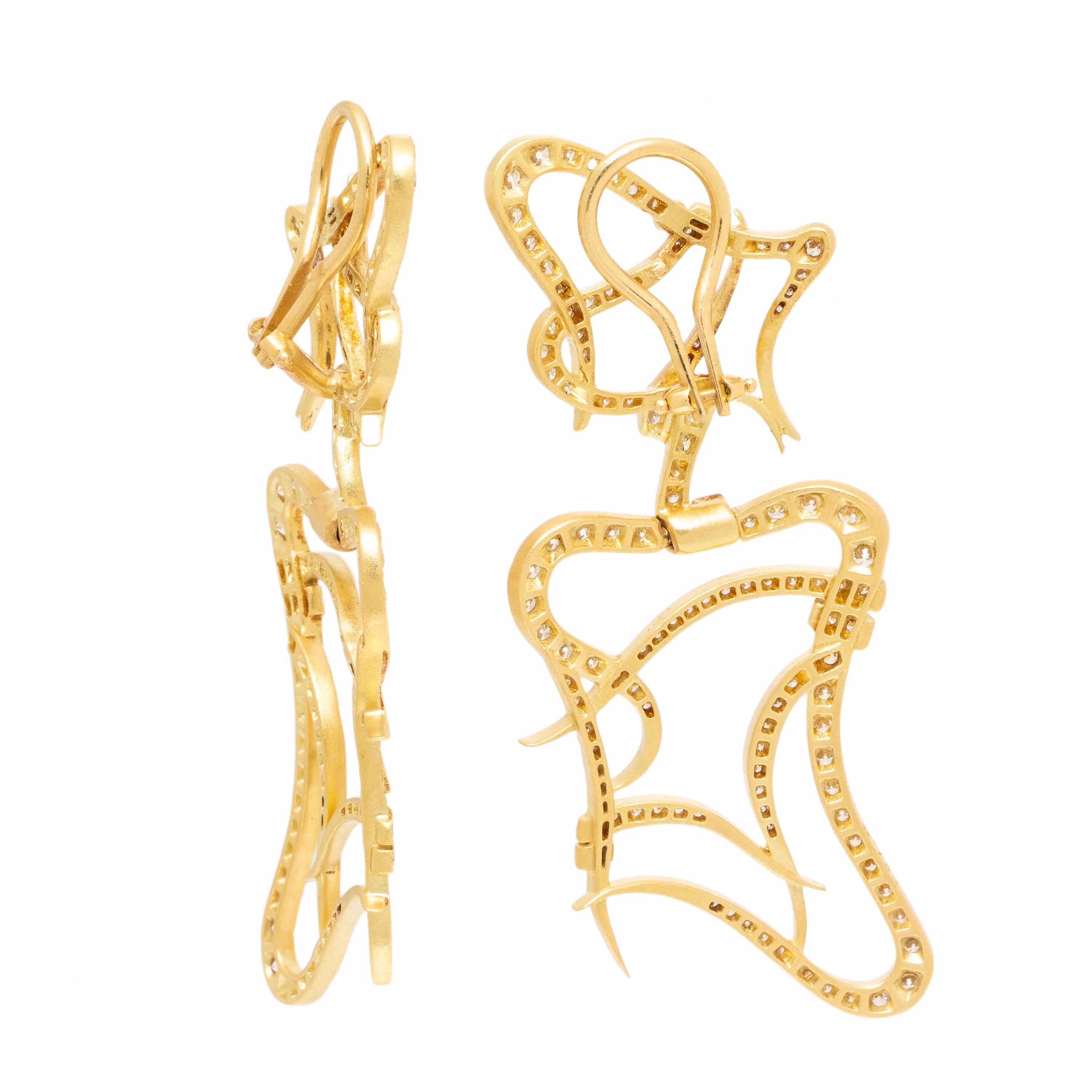 Diamond and Yellow Gold Earrings