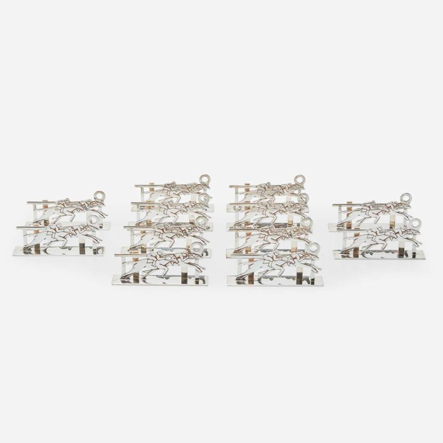 A Cased Set of Twelve French Sterling Silver Place Card Holders Hermès, Paris, mid 20th century