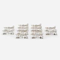 A Cased Set of Twelve French Sterling Silver Place Card Holders Hermès, Paris, mid 20th century