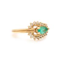 Emerald, Diamond, and Yellow Gold Ring and Pendant