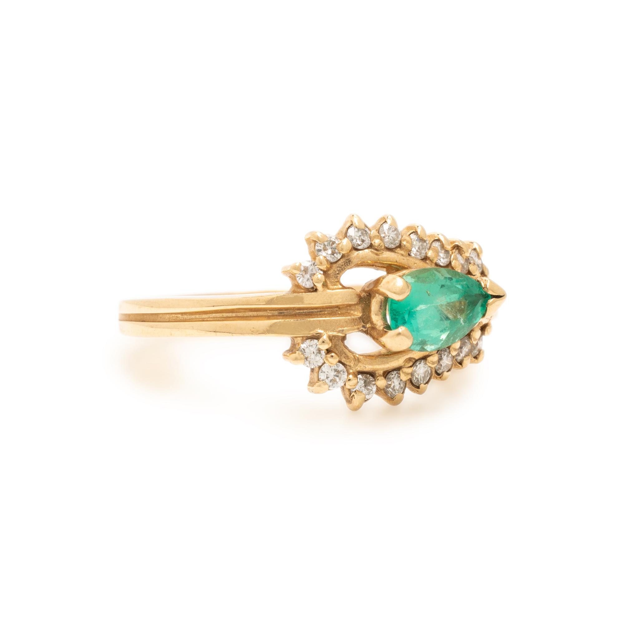 Emerald, Diamond, and Yellow Gold Ring and Pendant